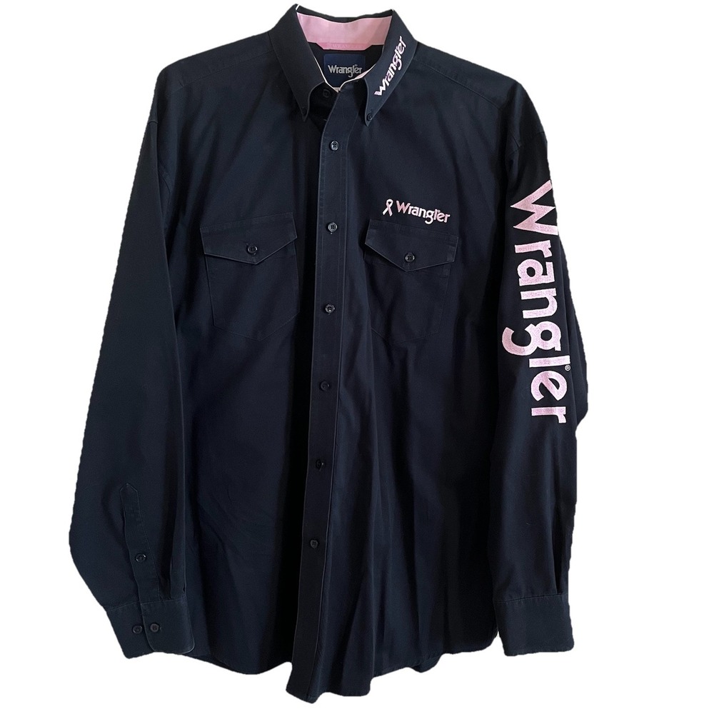 Wrangler Western Shirt Men's L Breast Cancer Awareness Embroidered Rodeo Ranch